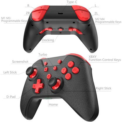 GCHT GAMING Wireless Switch Controller - Turbo Motion Vibration, Compatible with Nintendo Switch/OLED/PC/Android/iOS, Black, Model 5246-b