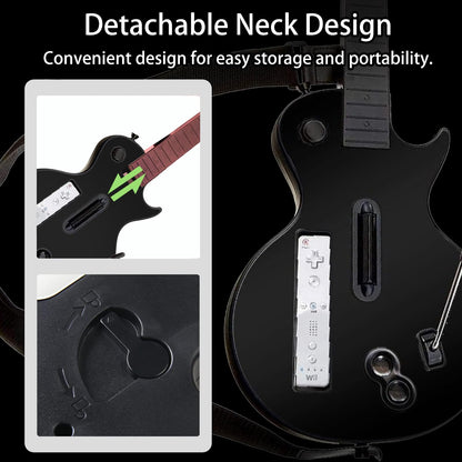 NBCP Wireless Guitar Controller for Nintendo Wii - Compatible with Guitar Hero & Rock Band 2 - Adjustable Strap - Black - Model KT613B