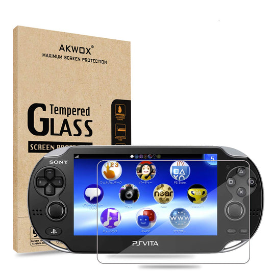 (Pack of 2) Screen Protector for PS Vita 1000  Akwox Premium HD Clear 9H Tempered Glass Screen Protective Film for Sony PlayStation Vita PSV 1000-Max Clarity and Touch Accuracy Film