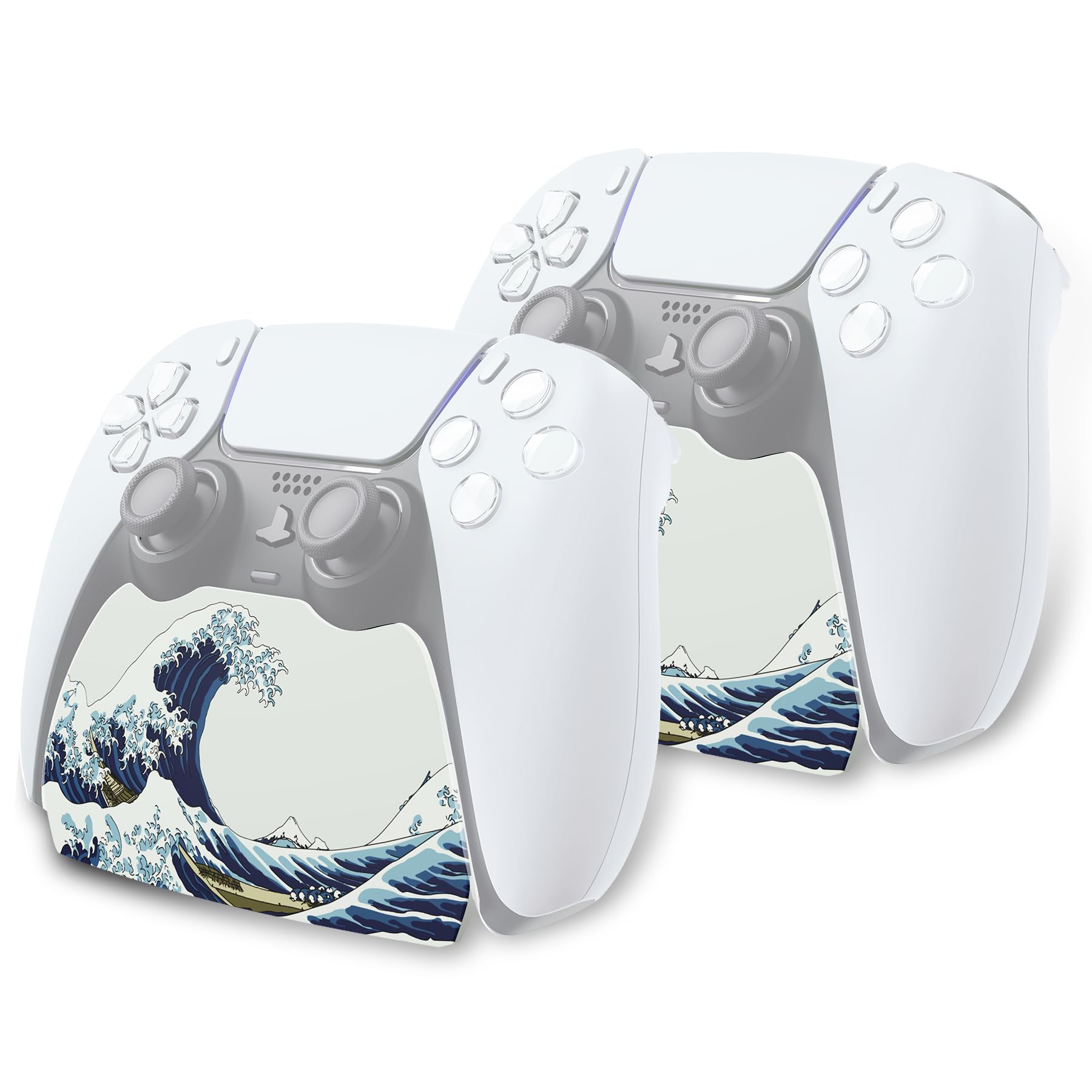 playvital 2 Pack Controller Display Stand for ps5  Gamepad Stand Desk Holder for ps5 Controller Accessories with Rubber Pads  The Great Wave