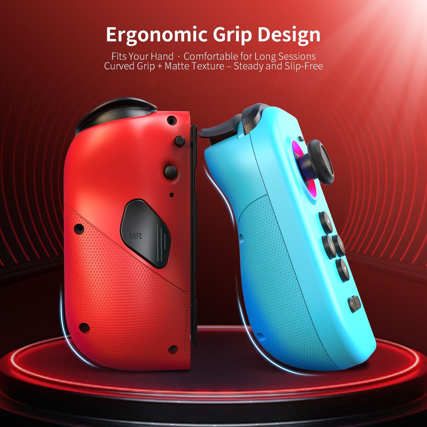 AceGamer DuoShadow Wireless Joy-Pad for Nintendo Switch, Red&Blue, Hall Effect Joystick, Programmable, RGB Light, Ergonomic Grip