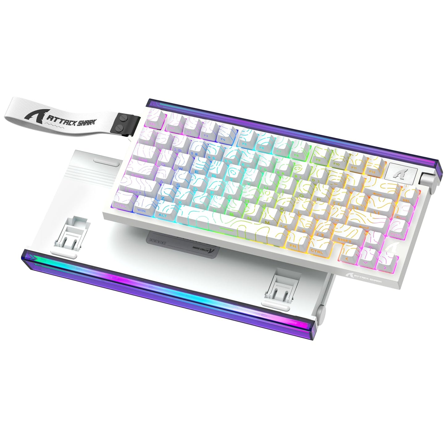 ATTACK SHARK R85HE Wired 75% Hall Effect Rapid Trigger Mechanical RGB Gaming Keyboard with 8K Polling 0.05mm RT Accuracy 0.08MS Latency Magnetic Switch 5Layer Sound Damped Driver for PC(White Contour)