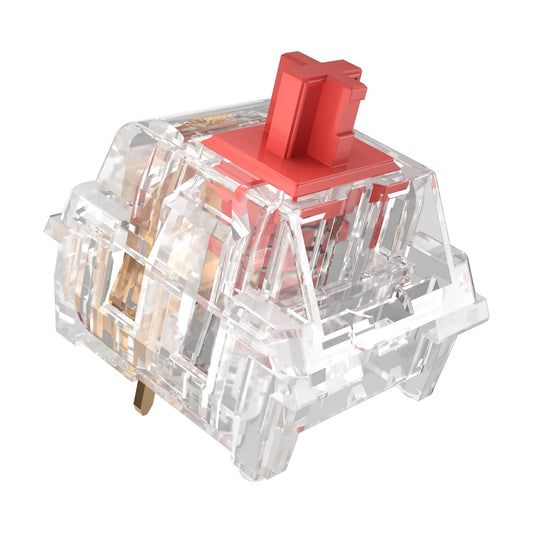 ZhouWang Crystal Red Switch 3 Pin 50gf Pre-Lubricated Dustproof Linear Switch Suitable for RGB Mechanical Gaming Keyboards?MX Mechanical Keyboard(72PCS)