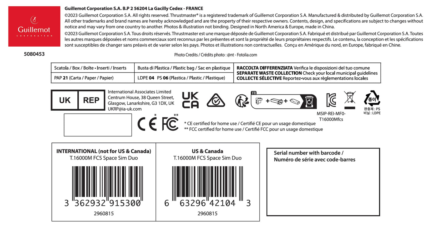 ThrustMaster T 16000M Space Sim Duo Stick Flight Controller for PC - Black, Joystick, Model 2960815