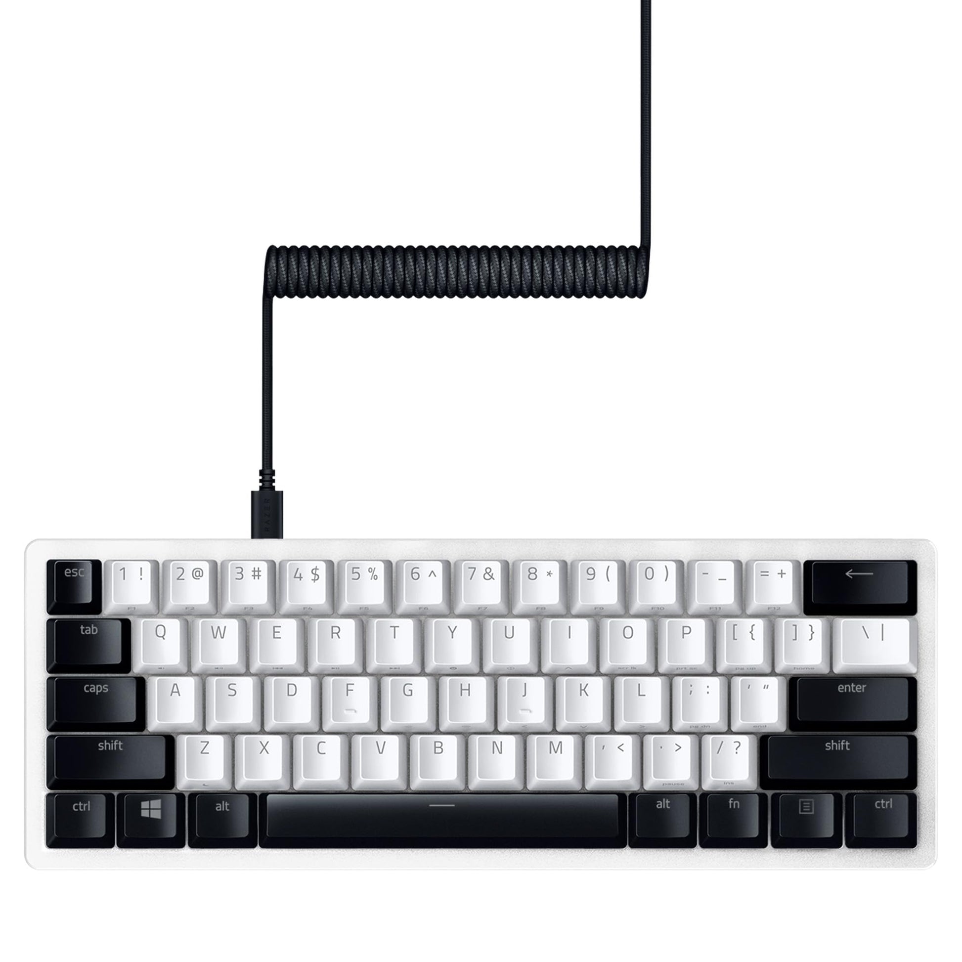 Razer PBT Keycap + Coiled Cable Upgrade Set: Durable Doubleshot PBT - Universal Compatibility - Keycap Removal Tool & Stabilizers - Tactically Coiled & Designed - Braided Fiber Cable - Classic Black