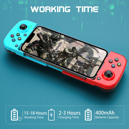 Joso Wireless Mobile Gaming Controller for iPhone/Android - Ergonomic Design, Model BSP-D3, Blue+Red Color