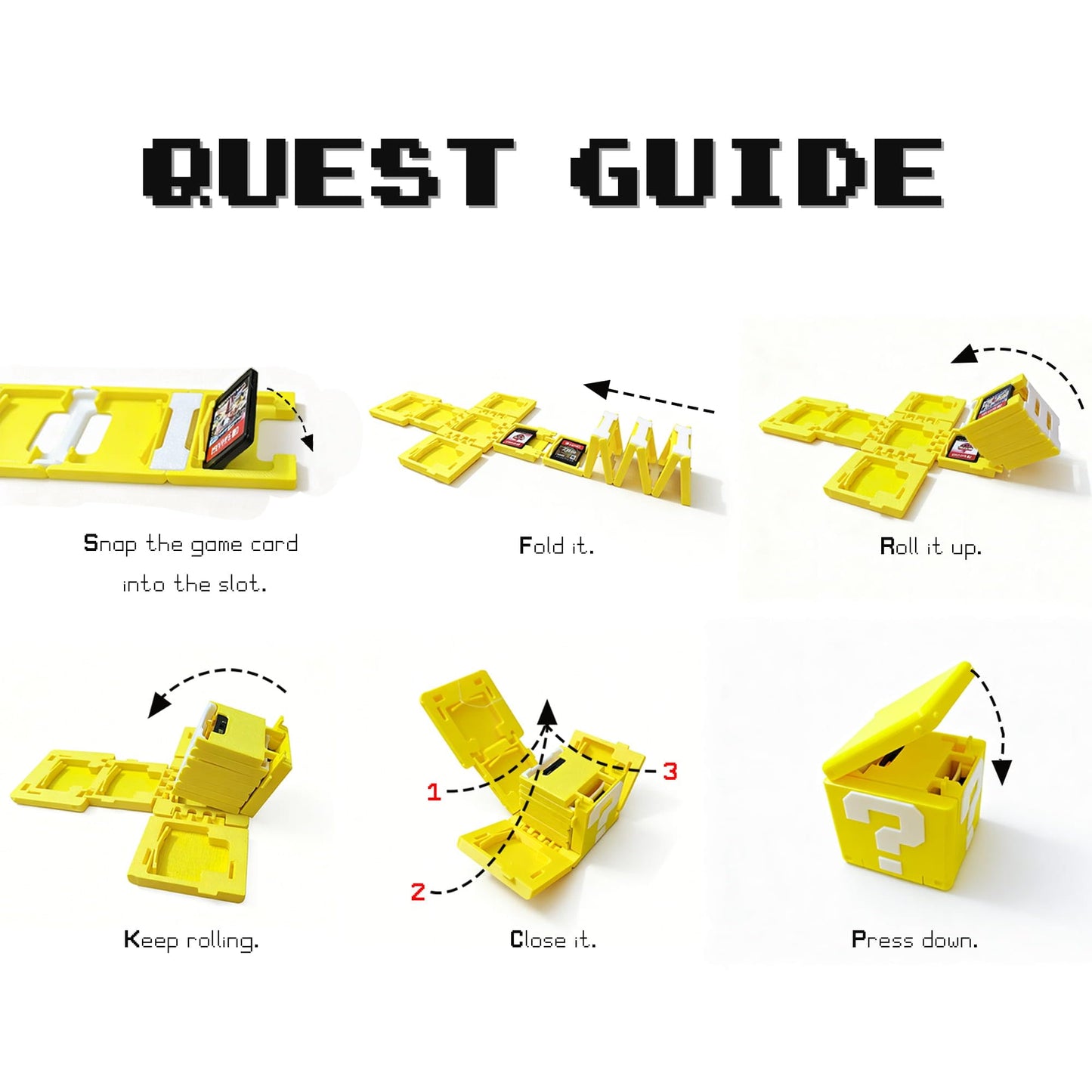 COOAUZ Game Card Holder – 13-Slot Cartridge Case, Yellow, 3D Printed, Fits 1st & 2nd Gen Switch Games, Model KDH001