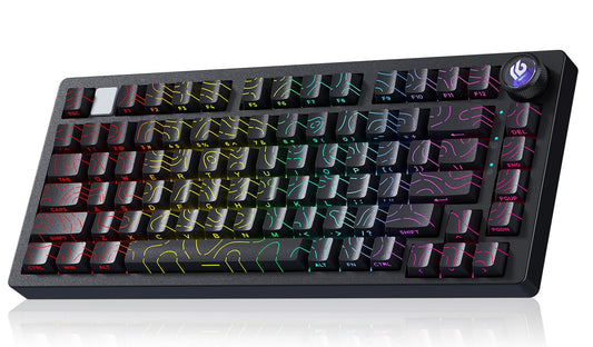 LEOBOG HI75C Pro Mechanical Wireless Keyboard  75% TKL RGB Backlit Buletooth Mechanical Keyboard with Hot Swappable Reaper Switch for MAC/Window/Andriod/PC Gaming - Turquoise Switch  Black