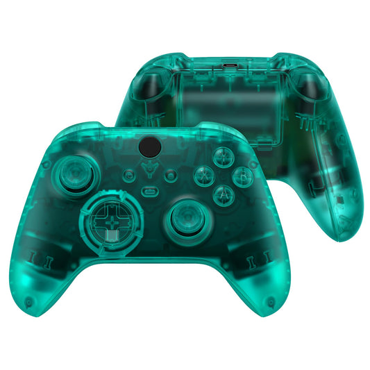 eXtremeRate Full Set Shell Buttons for Xbox Series X & S Controller  Emerald Green Replacement Side Rails Grips Front Back Plate Cover for Xbox Core Wireless Controller [Controller NOT Included]