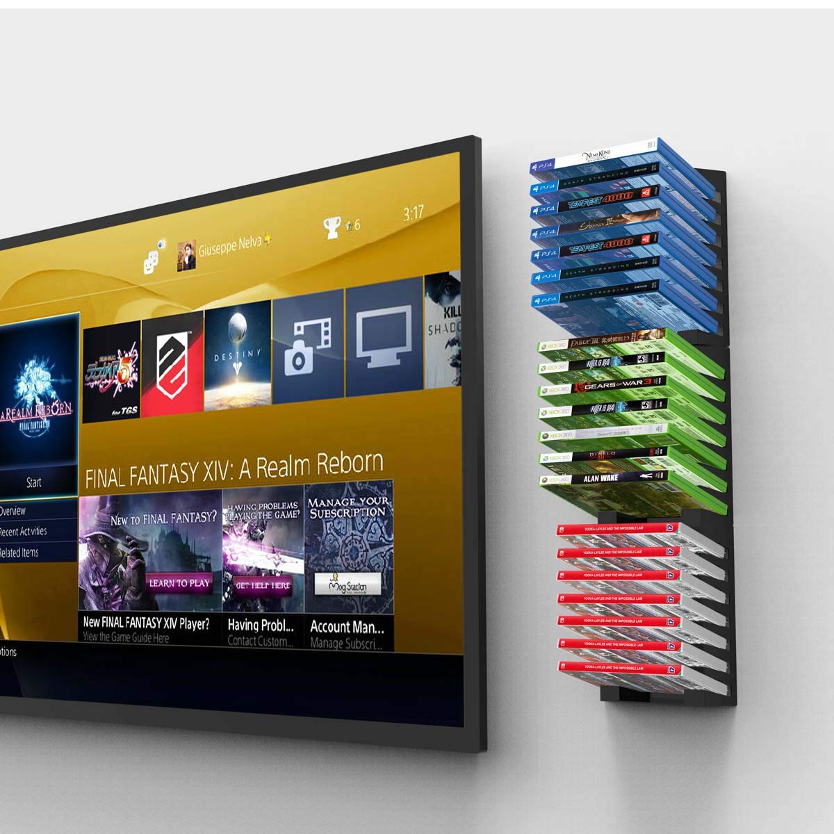 Monzlteck Video Game Case Storage Wall Mount - Alloy Steel, Black, Model WCD-d, Gaming Accessories