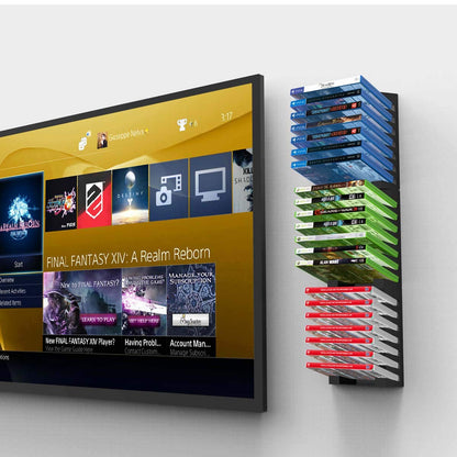 Monzlteck Video Game Case Storage Wall Mount - Alloy Steel, Black, Model WCD-d, Gaming Accessories