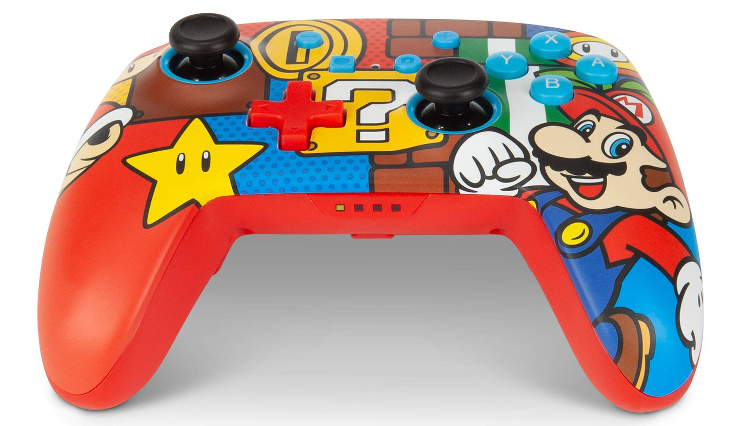 PowerA Enhanced Wireless Nintendo Switch Controller - Rechargeable, Mario Pop Color, Motion Control, Officially Licensed by Nintendo