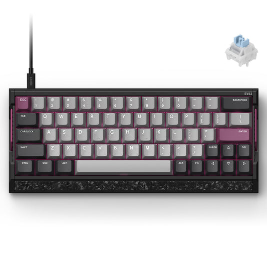 IQUNIX EV63 Hall Effect Gaming Keyboard 60% | Magnetic X Ultra Switch  0.01mm Rapid Trigger  0.125ms Latency  8kHz Polling  Adjustable Actuation  Aluminum with Forged Carbon for FPS(Violet)