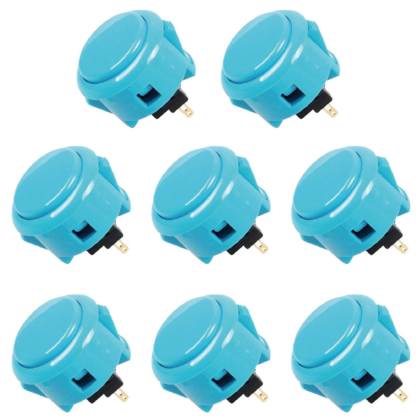 Sanwa 8 pcs OBSF-30 Original Push Button 30mm - for Arcade Jamma Video Game & Arcade Joystick Games Console (Blue) SatNWA