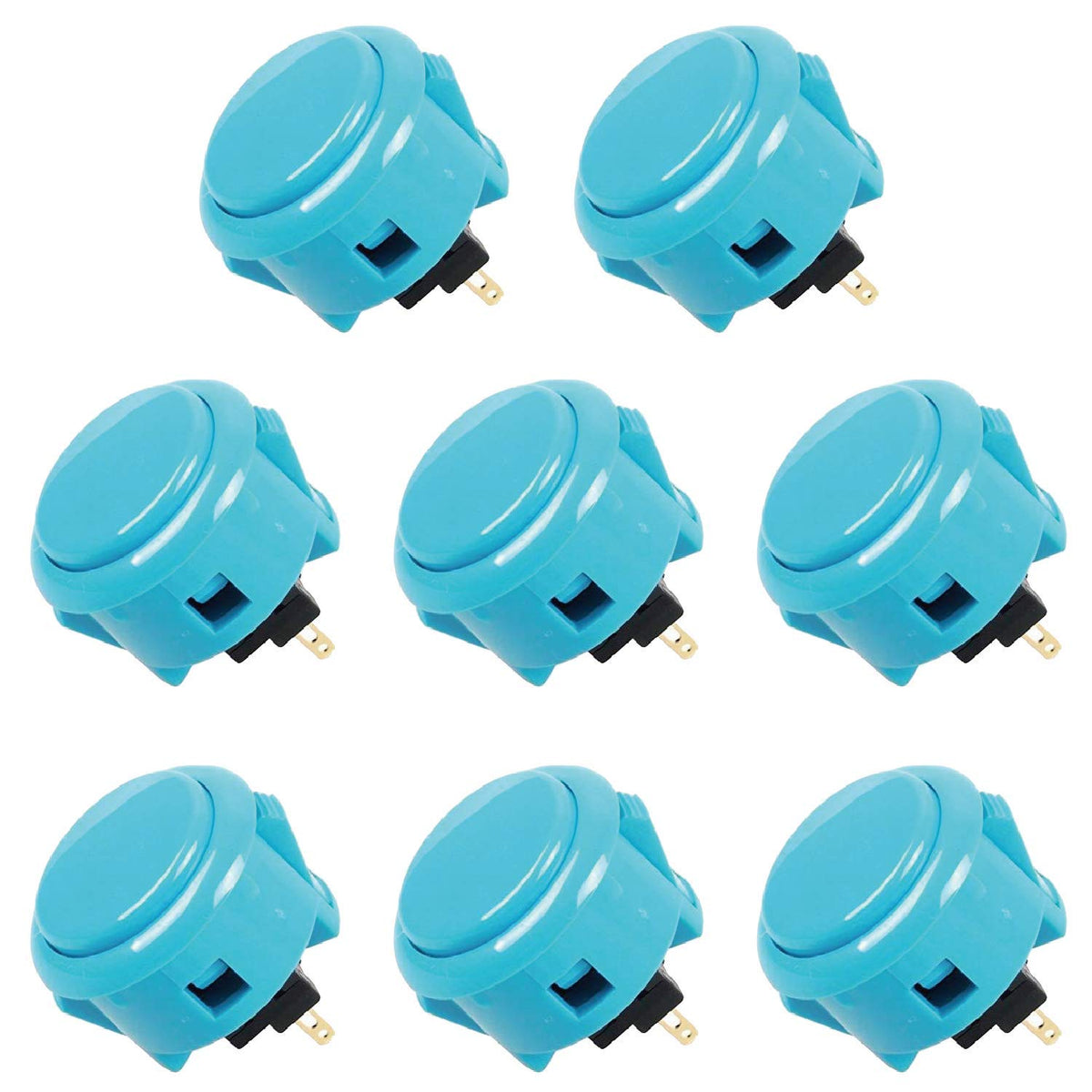 Sanwa 8 pcs OBSF-30 Original Push Button 30mm - for Arcade Jamma Video Game & Arcade Joystick Games Console (Blue) SatNWA