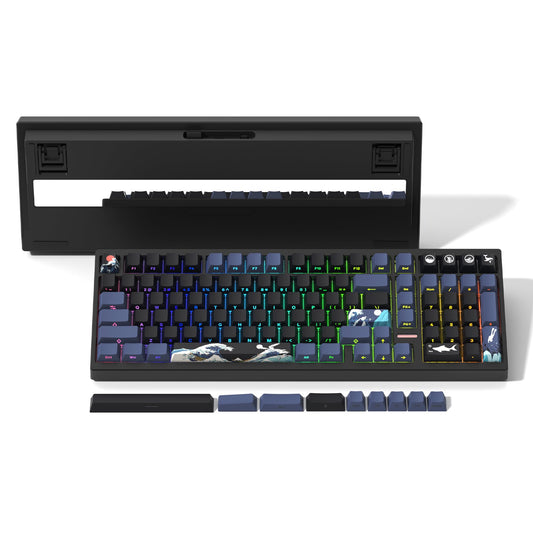 Rainy75 Wireless Gaming Keyboard QMK/VIA  Mechanical Keyboard  Bluetooth 5.0/2.4GHz/USB-C Hot Swappable Custom Keyboard Gasket Structure Pre-lubed Linear Switches RGB Backlit ComputerKeyboards