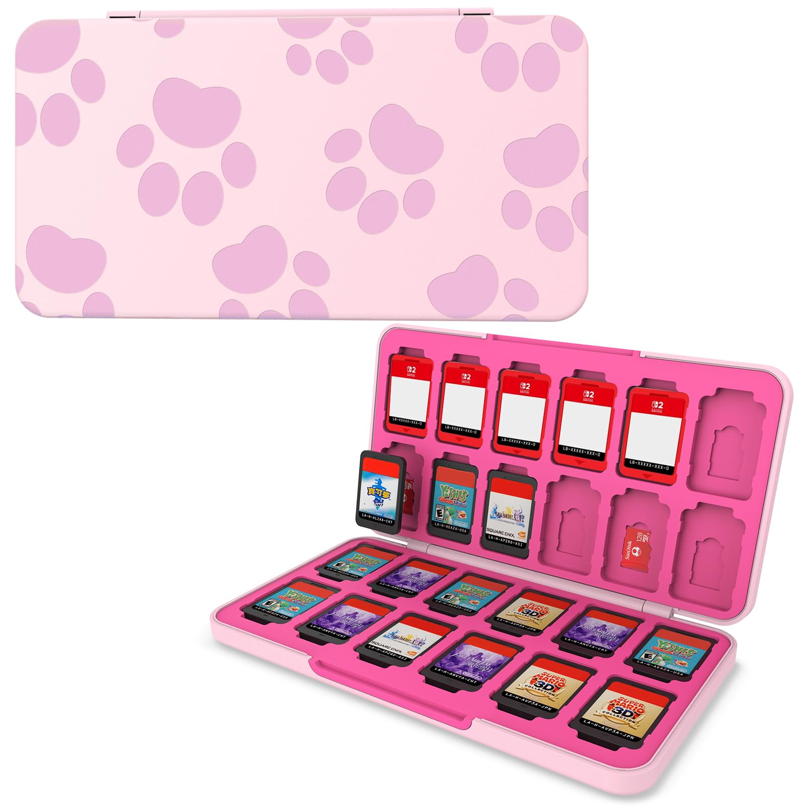 HEIYING Switch Game Card Case for Nintendo Switch 2 Accessories Custom Pattern Memory Storage Holder with 24 Game Card Slots and 24 Micro SD Cards Slots