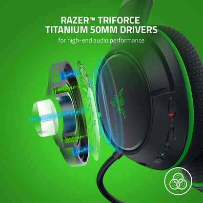 Razer Kaira Wireless Gaming Headset - Triforce Titanium 50mm Drivers, Cardioid Mic, Memory Foam Ear Cushions, Black, Model RZ04-03480100-R3