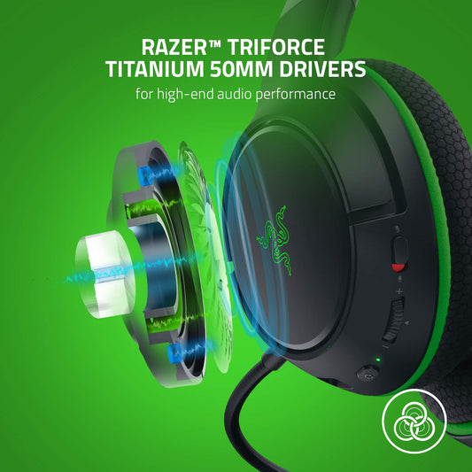 Razer Kaira Wireless Gaming Headset - Triforce Titanium 50mm Drivers, Cardioid Mic, Memory Foam Ear Cushions, Black, Model RZ04-03480100-R3