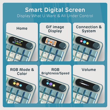 RK ROYAL KLUDGE S98 96% Wireless Mechanical Keyboard - Smart Display, Hot Swappable, Linear Cream Switch, Sky Blue