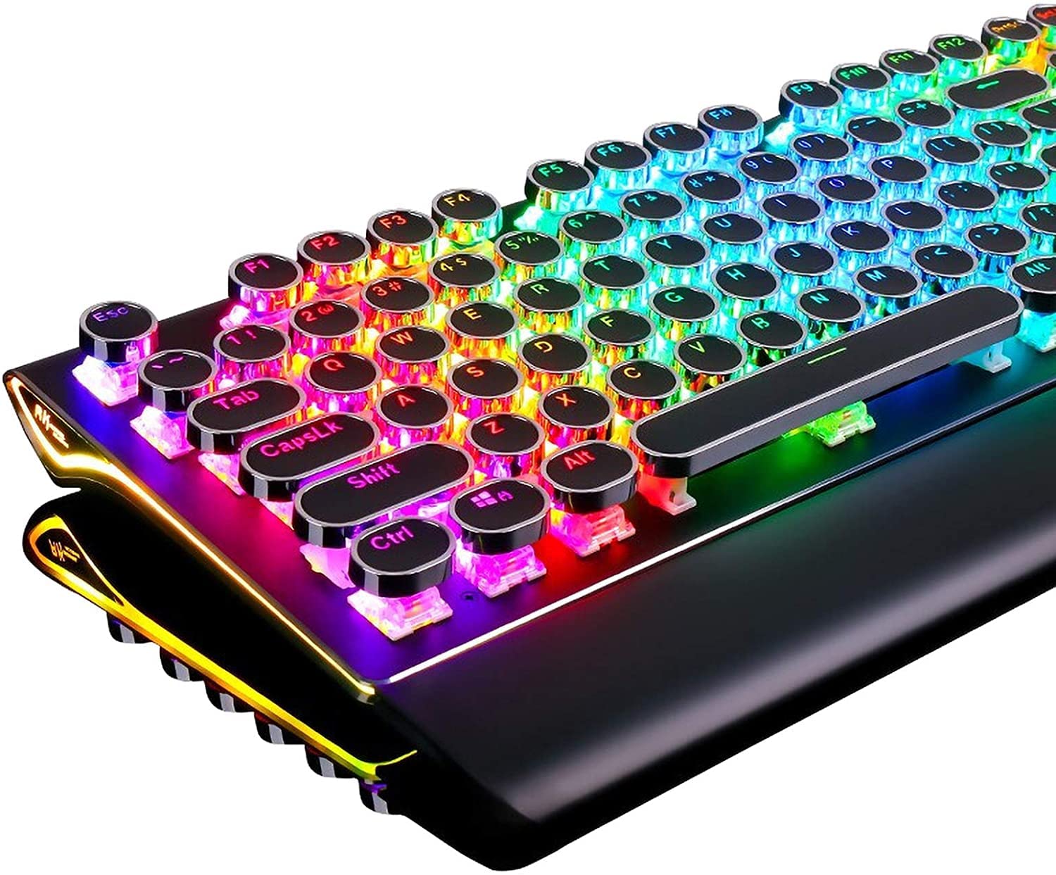 RK ROYAL KLUDGE S108 Typewriter Mechanical Keyboard, Full RGB Gaming Keyboard, Wired PC Game Keyboards with Number Pad and Detac