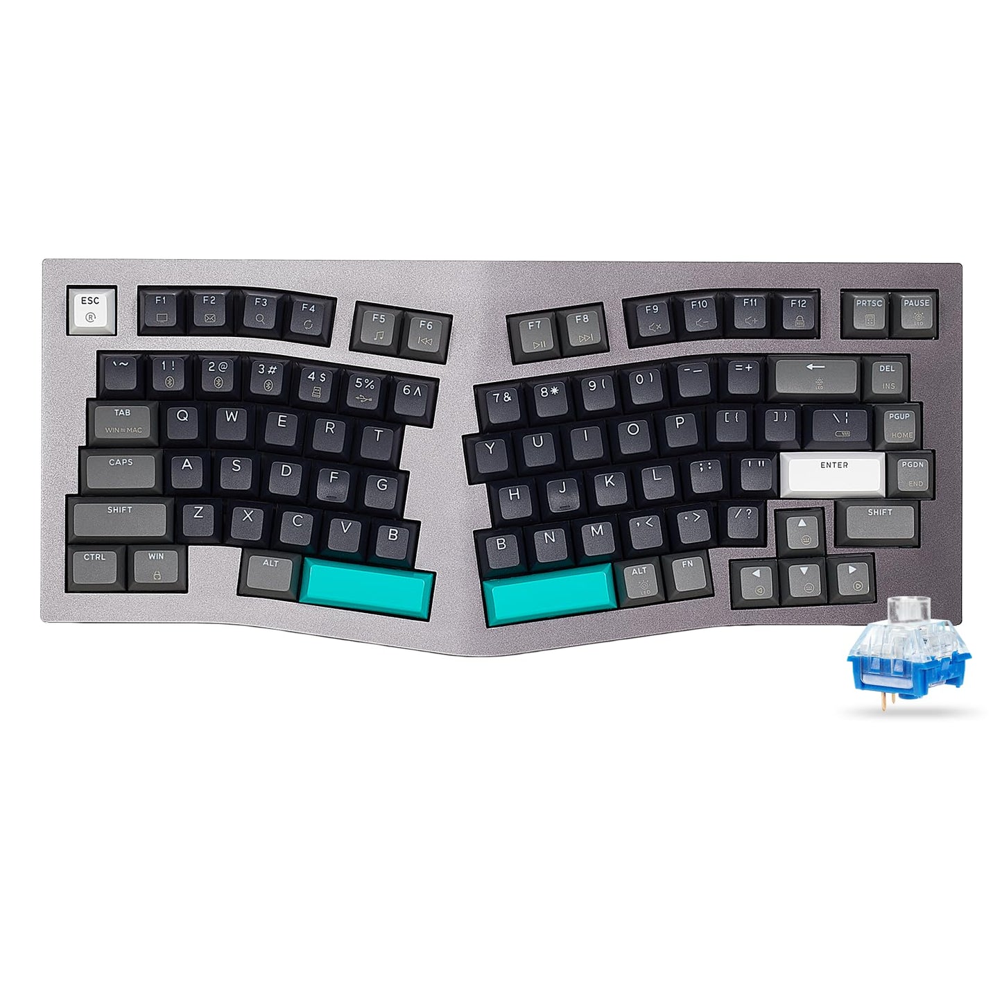 Hexgears F2 Alice83 Aluminum Custom Mechanical Keyboard  Split 83 Key Alice Layout Ergonomic Keyboard  Hot Swappable Slient Linear Switch  BT5.0/2.4GHz/USB-C  RGB Backlit For Win/Mac (Gradient Silver)