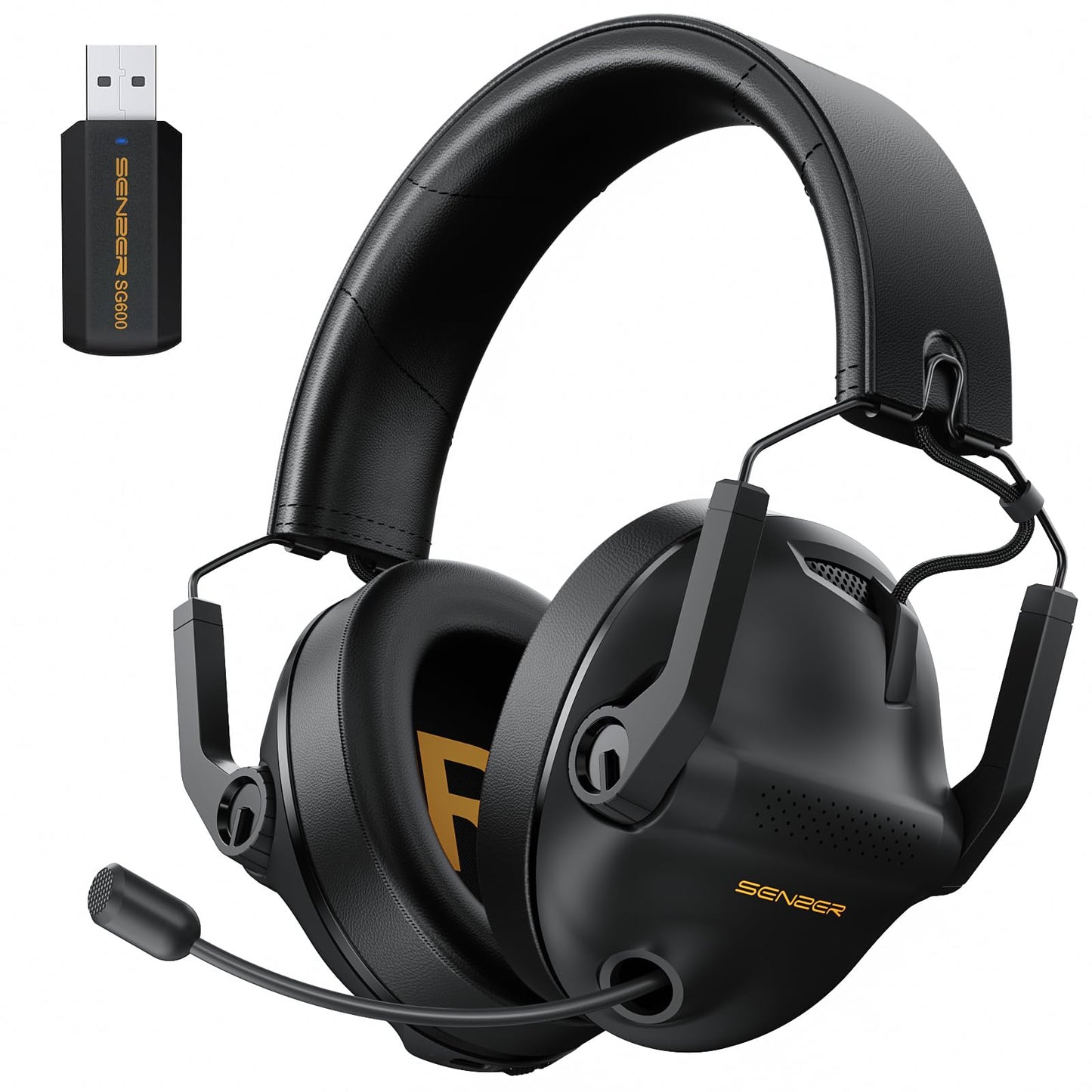 SG600 Wireless Gaming Headset for PC  PS5  PS4  Laptop  Mac  Nintendo Switch  2.4GHz & Bluetooth 5.3 Gaming Headphones with Noise Canceling Mic  Stereo Sound  70+Hr Battery  15ms Latency