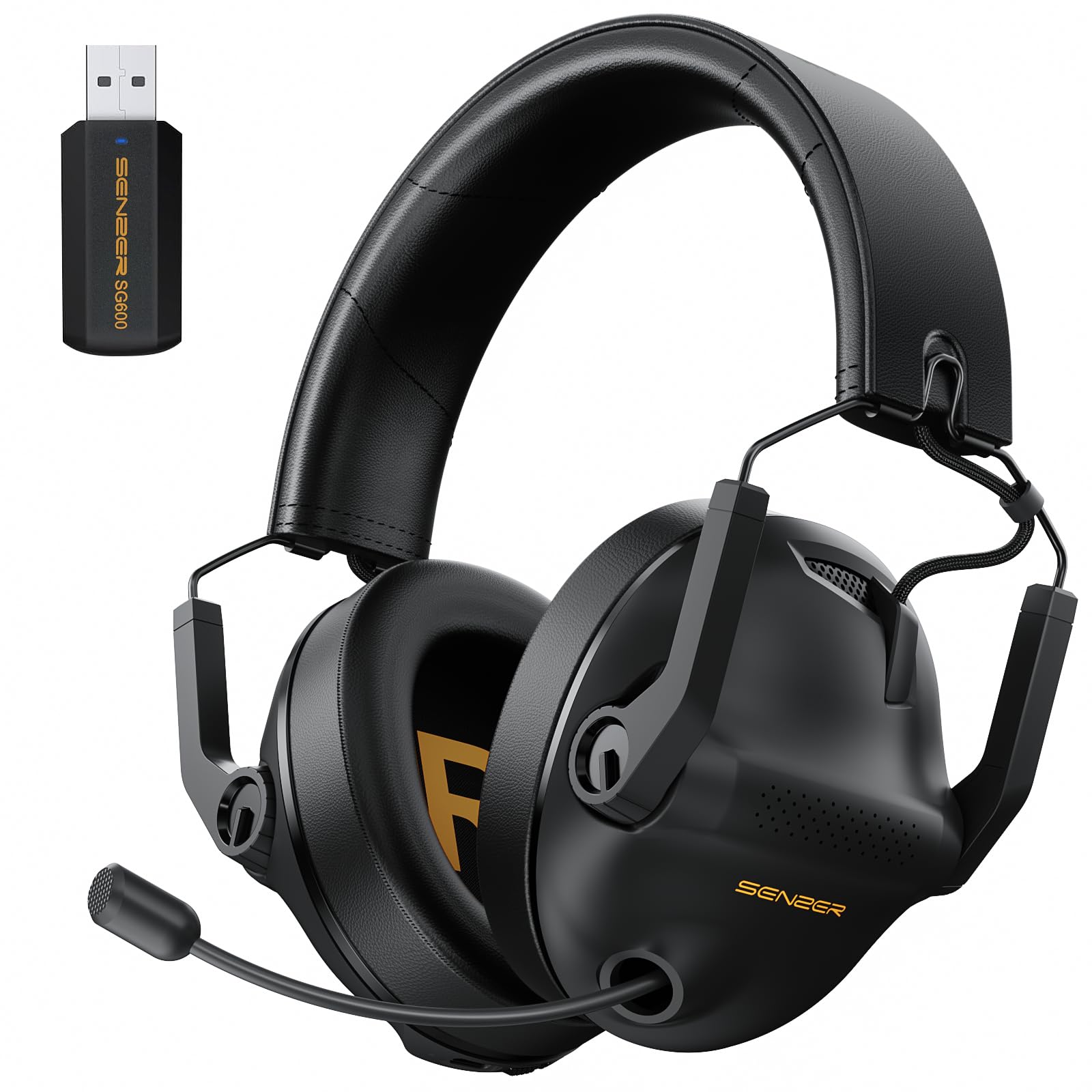 SG600 Wireless Gaming Headset for PC  PS5  PS4  Laptop  Mac  Nintendo Switch  2.4GHz & Bluetooth 5.3 Gaming Headphones with Noise Canceling Mic  Stereo Sound  70+Hr Battery  15ms Latency