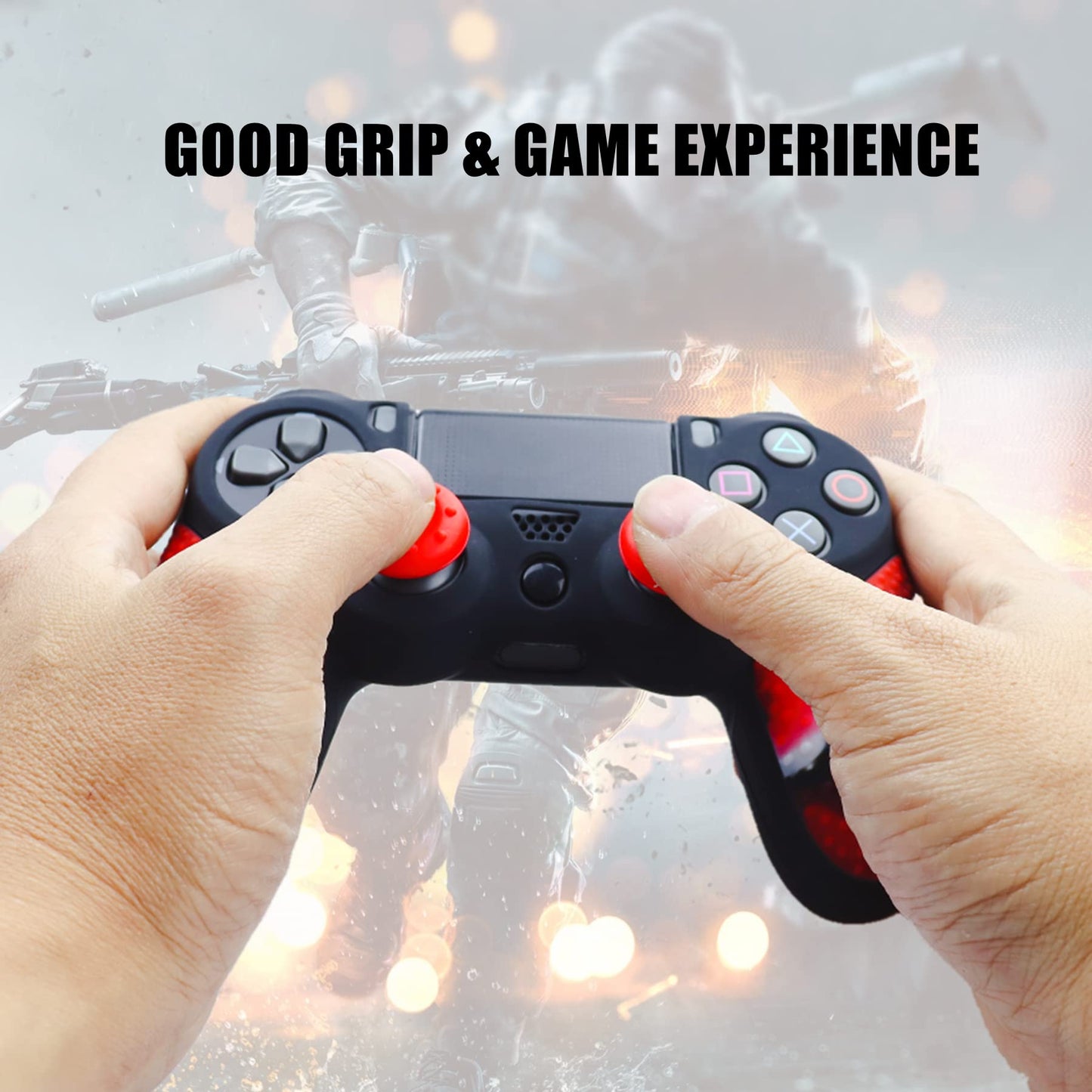 Oiokew Silicone Skin Cover for PS4 Controller - Anti-Slip Shell with 10 Joystick Grips - PS4 Controller #7