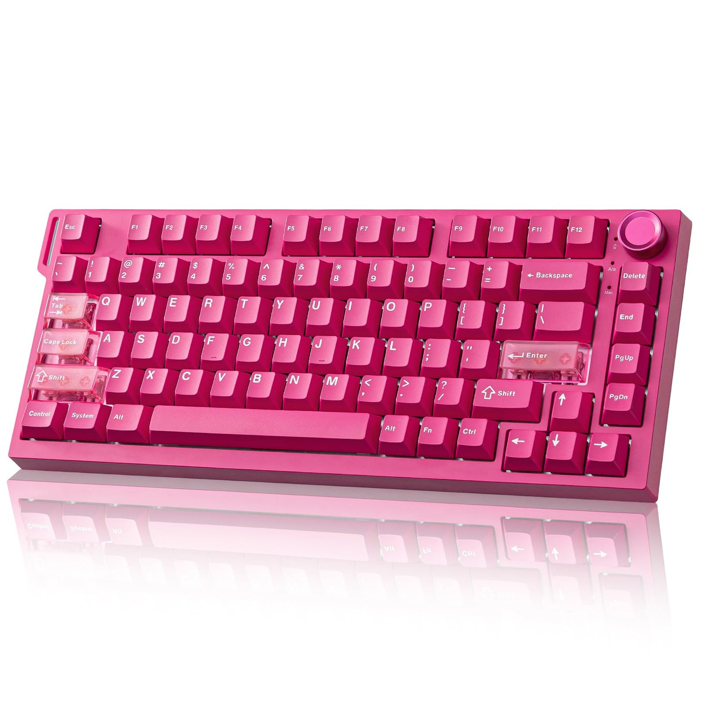 YUNZII RT75 PRO Wireless Gaming Keyboard Hall Effect Mechanical Rapid Trigger Magnetic Keyboard Bluetooth/USB-C/2.4G 8KHz Polling Rate &128K Scan RGB Backlit TGL/SOCD/DKS/MT (Pink  Outemu Red Switch)