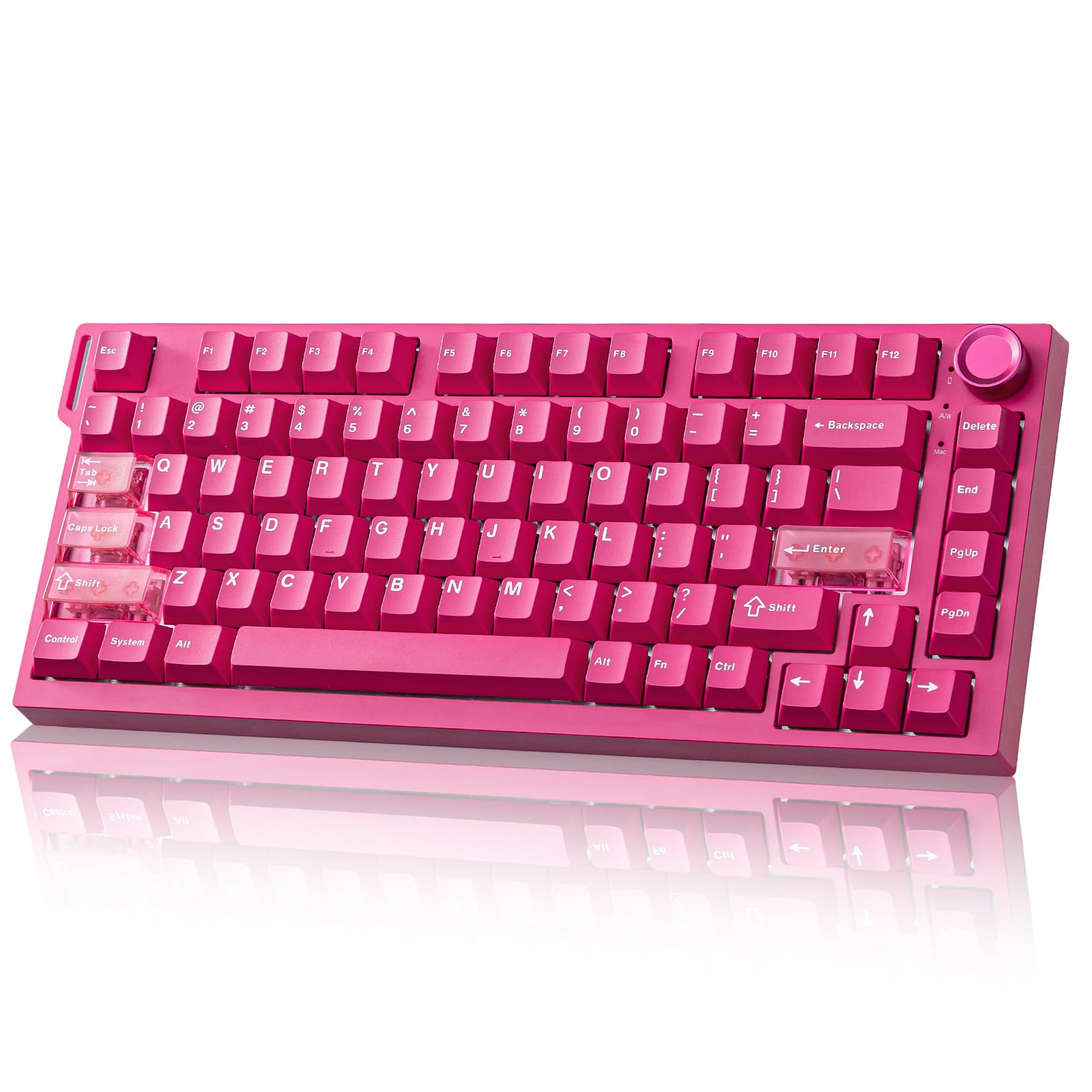 YUNZII RT75 PRO Wireless Gaming Keyboard Hall Effect Mechanical Rapid Trigger Magnetic Keyboard Bluetooth/USB-C/2.4G 8KHz Polling Rate &128K Scan RGB Backlit TGL/SOCD/DKS/MT (Pink  Outemu Red Switch)