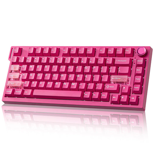YUNZII RT75 PRO Wireless Gaming Keyboard Hall Effect Mechanical Rapid Trigger Magnetic Keyboard Bluetooth/USB-C/2.4G 8KHz Polling Rate &128K Scan RGB Backlit TGL/SOCD/DKS/MT (Pink  Outemu Red Switch)