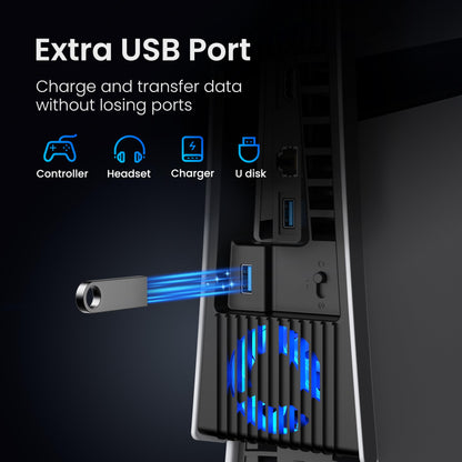 KIWIHOME PS5 Pro Cooling Fan - 4 Fans, Adjustable Speed, USB3.0, Black, Model PX10U