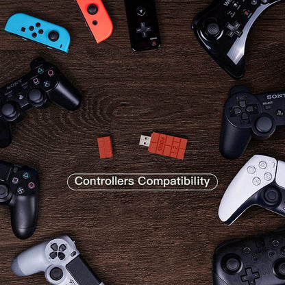 8Bitdo USB Wireless Adapter for Switch, Windows & Mac - Brown - Compatible with Xbox, PS5, PS4 Controllers