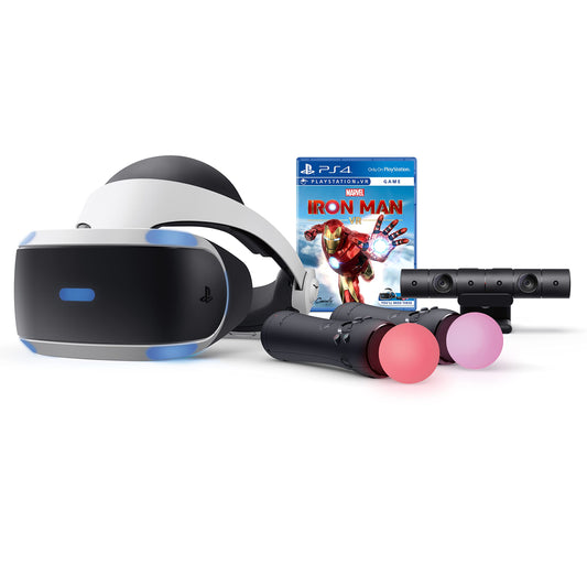 Sony Playstation VR Marvels Iron Man Bundle  White: Playstation VR Headset  Camera  2 Move Motion Controllers  VR Digital Code for PS4 PS5