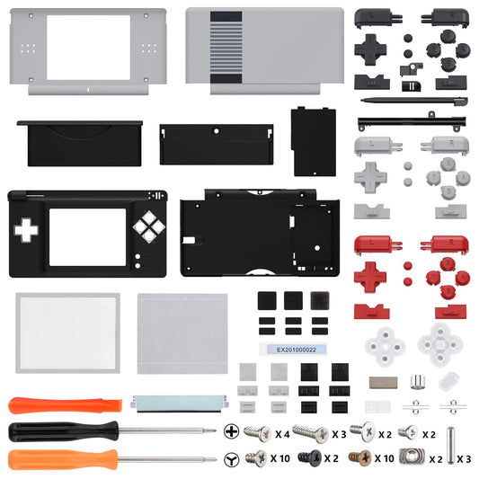 eXtremeRate NES Style Replacement Housing Shell for Nintendo DS Lite - Custom Case Cover with Buttons, Model DSLY004