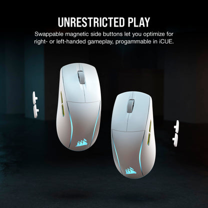 Corsair M75 Wireless RGB Gaming Mouse - 26,000 DPI, Swappable Side Buttons, Lightweight, White, iCUE Compatible, Model CH-931D011-NA