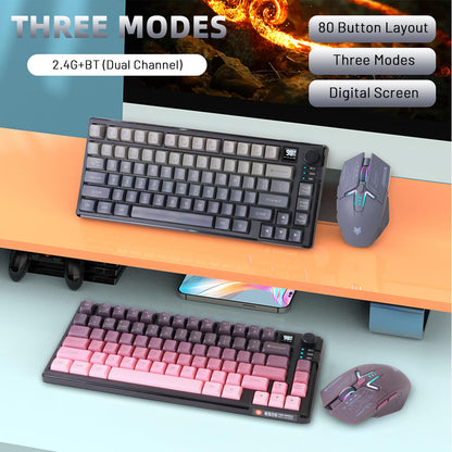 Attoe Wireless Gaming Keyboard and Mouse Combo, BT5.0/2.4GHz/USB-C, RGB, 1600DPI, 2000mAh, Gradient Gray, Model JST