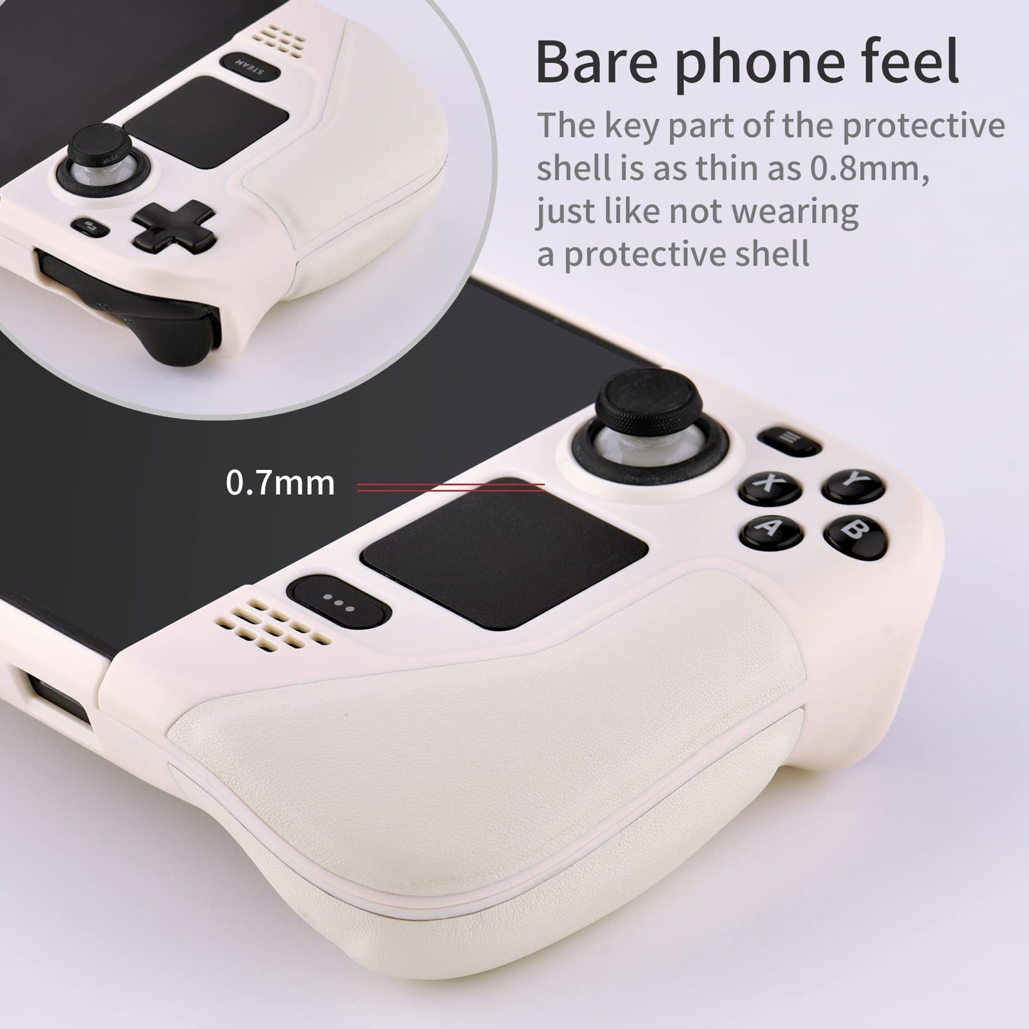 UYIYE Steam Deck Kickstand Case - TPU Material, White Color, Model STCASE-FT009
