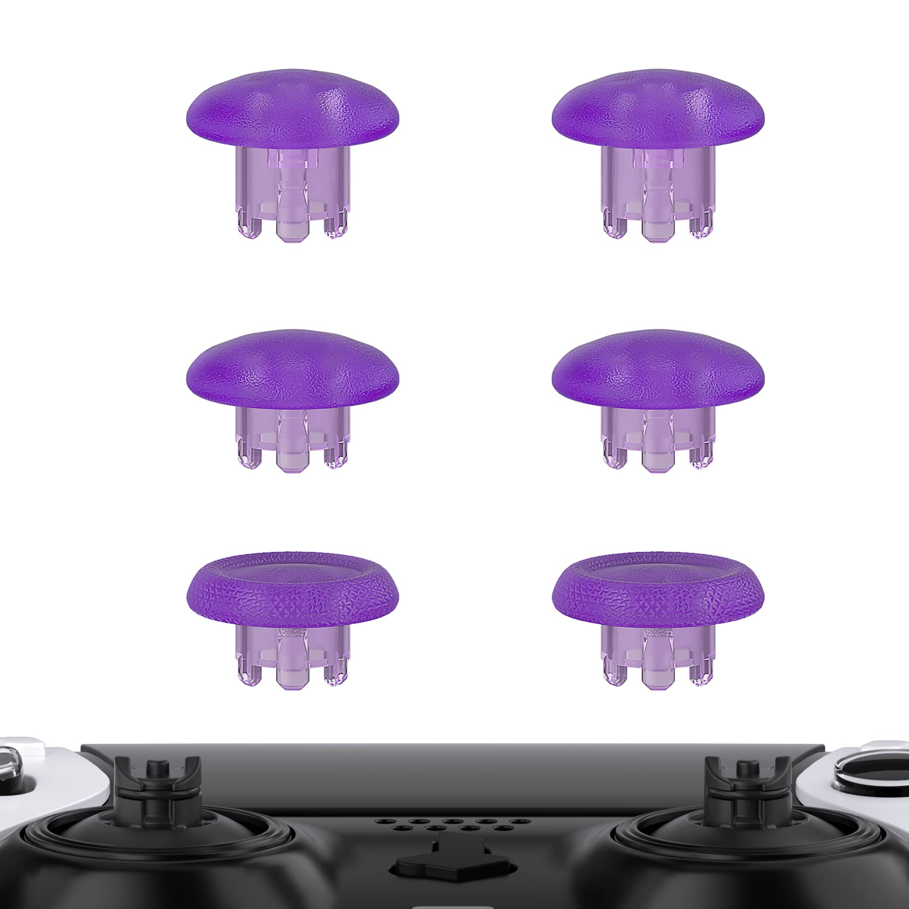 eXtremeRate Clear Atomic Purple Replacement Swappable Thumbsticks for PS5 Edge Controller, Custom Interchangeable Analog Stick J