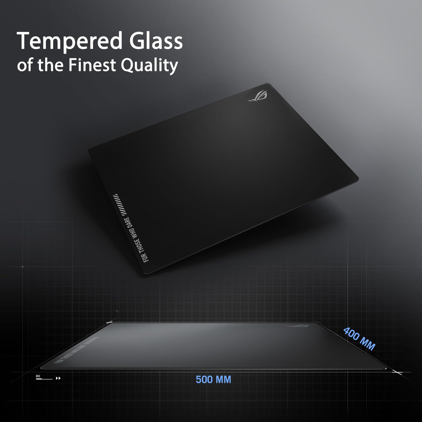 ASUS ROG Moonstone Ace L Gaming Mouse Pad - 19.7” x 15.7”, Ultra-Smooth Black Tempered Glass, Anti-Slip Base, Scratch Resistant