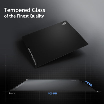 ASUS ROG Moonstone Ace L Gaming Mouse Pad - 19.7” x 15.7”, Ultra-Smooth Black Tempered Glass, Anti-Slip Base, Scratch Resistant