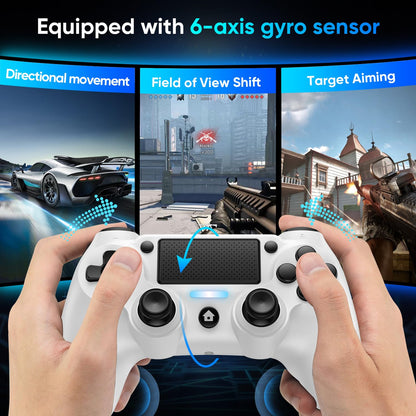 Matbip Wireless Controller for PS4 - Dual Vibration, Turbo, Type-C Port, 2 Pack (Black and White)