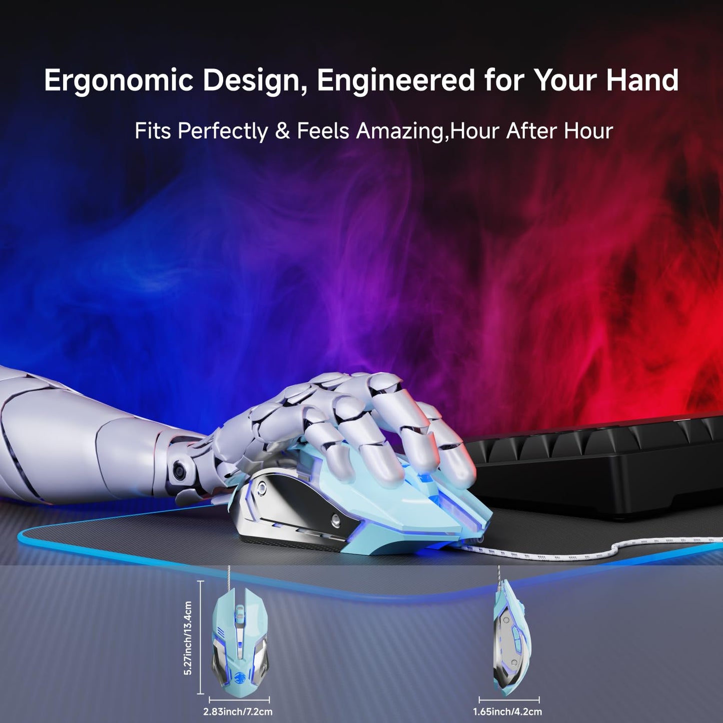 SEUNKWANG G3 Wired Gaming Mouse - 2400 DPI, 6 Programmable Buttons, Metal Base, Blue Breathing Light for PC/Laptop