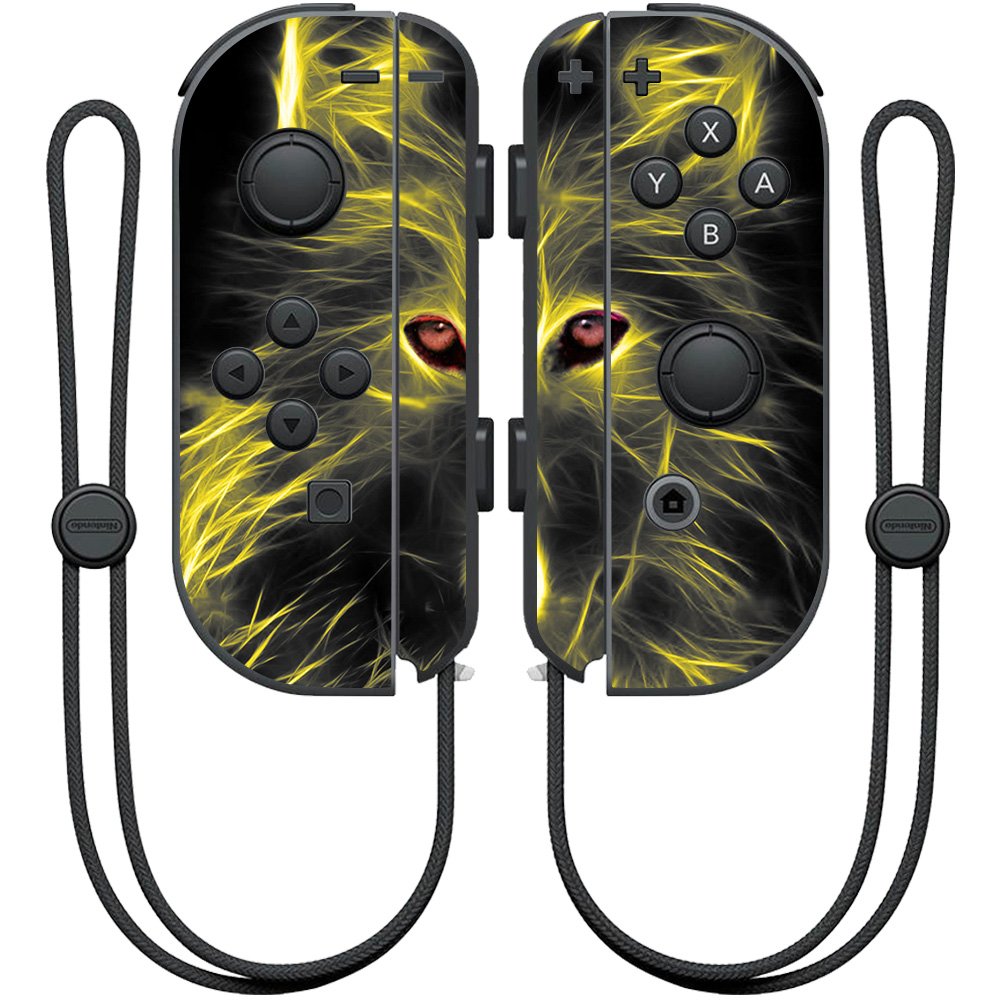 MightySkins Skin Compatible with Nintendo Joy-Con Controller wrap Cover Sticker Skins Neon Wolf