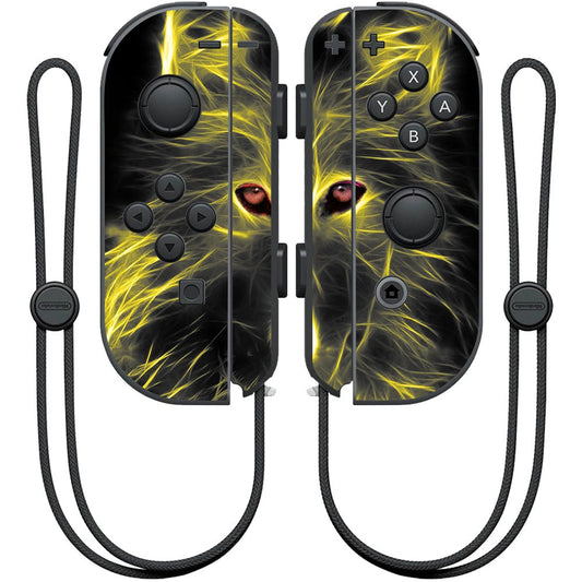 MightySkins Skin Compatible with Nintendo Joy-Con Controller wrap Cover Sticker Skins Neon Wolf