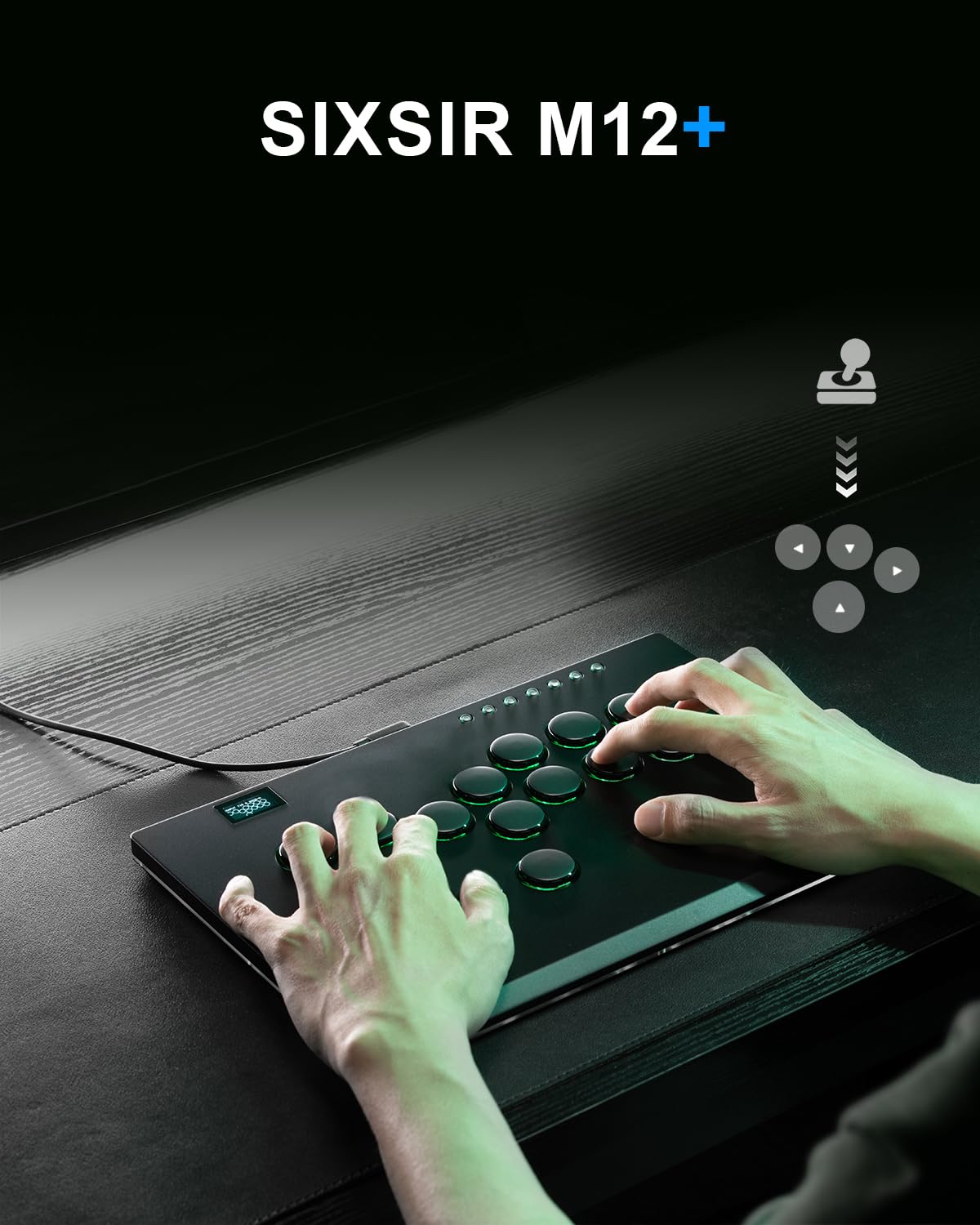 SIXSIR Leverless Arcade Stick Controller M12+ - RGB, 12 Key Crystal Switches, Black for PC/PS4/PS3/Switch