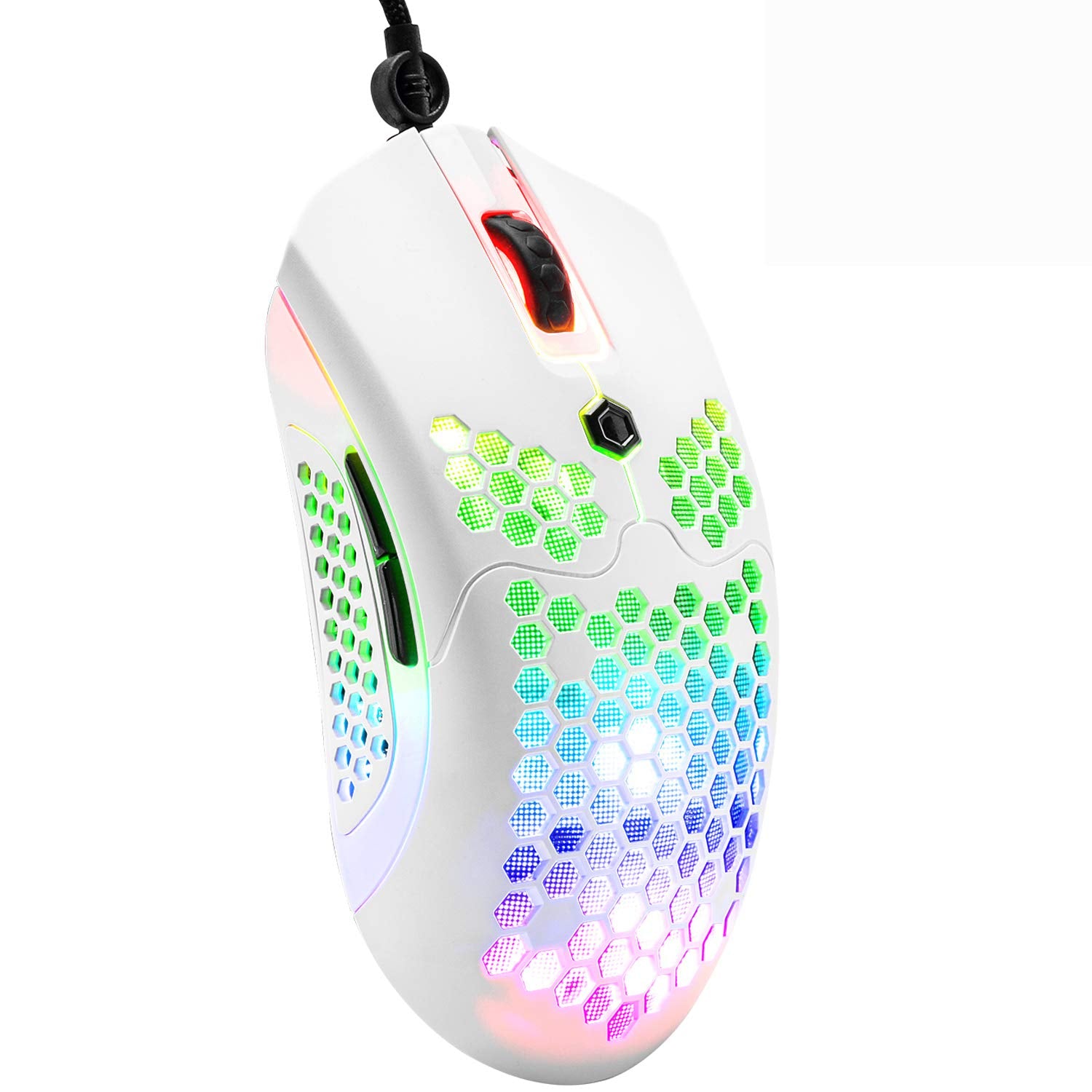 ZIYOU LANG M5 RGB Wired Gaming Mouse, 12000 DPI, 6 Buttons, 65G Honeycomb, Ultralight Cable, White