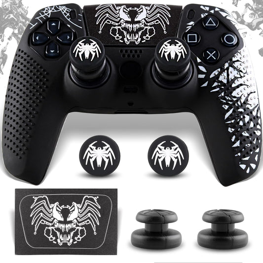 SoAegis Anti-Slip PS5 Controller Skin Kit  with 2 Thumb Grip Cover & 2 Elevated Base  Silicone Controller Case with Touch Pad Stickers for PS5 DualSense Wireless Edition