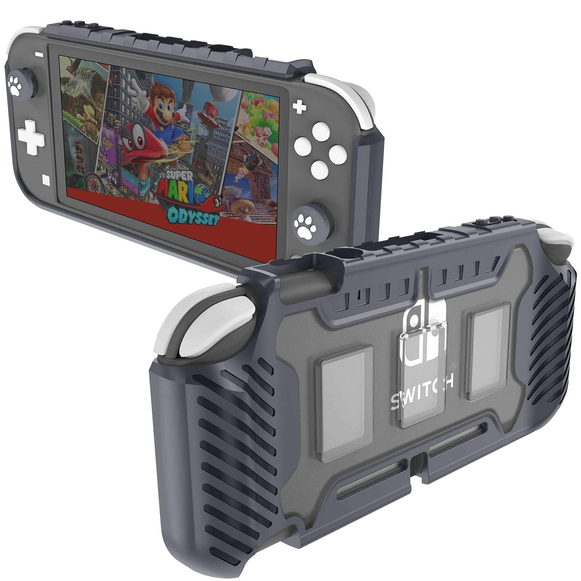 KIWIHOME Grip Case for Nintendo Switch Lite  Durable Anti-Slip Shockproof Protective Hard Case for Nintendo Switch Lite Console 2019 with Comfortable Grip & Game Card Slots (Gray)
